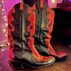 Tony Lama Vintage Snakeskin Cowboy Boots Size 7